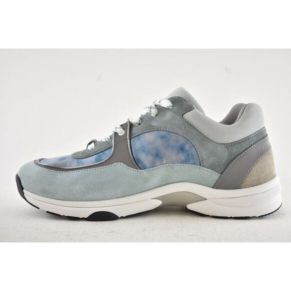 Chanel 20S Mens Grey Blue Silver White CC Logo Low Top Trainer Sneaker 44 11 - Picture 6 of 12